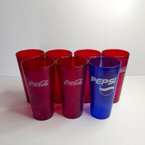 Set Of 6 Vintage Carlisle 5224 Coke Coca Cola Restaurant Tumblers and 1 Pepsi